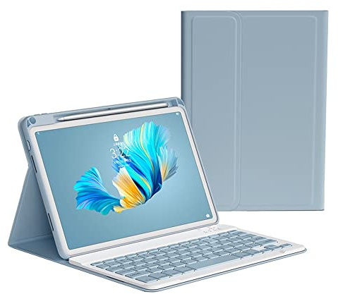 KMXDD Funda con teclado para iPad de 9ª/8ª/7ª generación de 10.2 pulgadas 2021/2020/2019, funda para iPad Pro de 10.5 pulgadas con teclado a color, iPad Air de 3ª generación, funda extraíble con