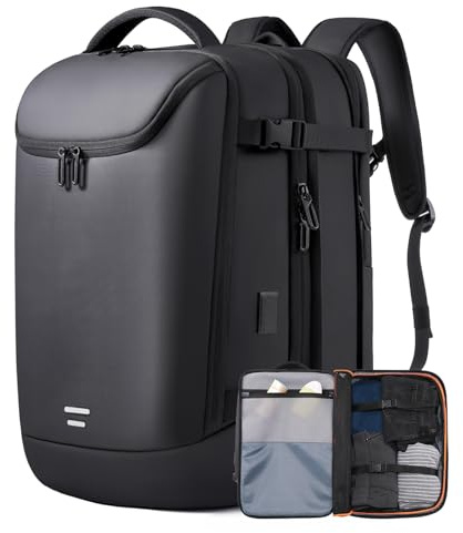 TANGCORLE Resväska/ryggsäck, expanderbara flyggodkända ryggsäckar, 44 cm (17,3 tum), business-ryggsäck för bärbar dator för kvinnor och män, 40L, Reseryggsäck