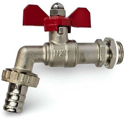 Wärmer System Rubinetto da giardino esterno con manico a farfalla con guarnizione in PTFE e dado rotante (rubinetto da giardino con manico a farfalla da 1/2)