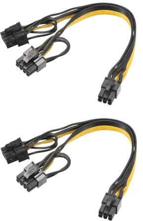 sourcing map 6 Pin to 2 x PCIe 8 Pin (6+2) Male PCI Express Power Adapter Splitter Cable 220mm/8.7 for Graphics Card, Pack of 2