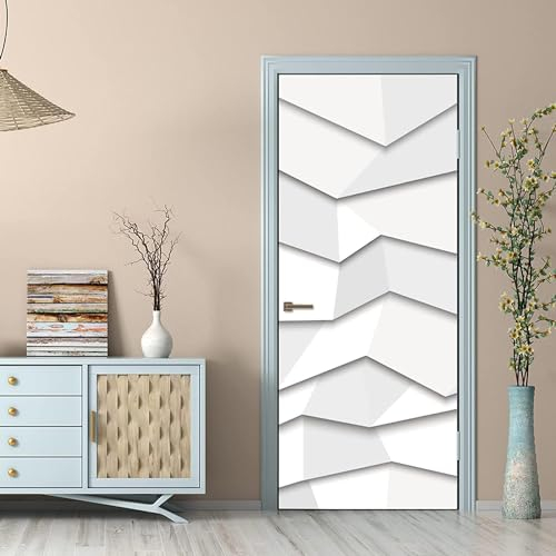 3D Türaufkleber Weiße Kreative Geometrie 95 X 210 Cm Tür Türtapete Selbstklebend Fototapete Türpanel Türposter Türfolie Türsticker Pvc Wasserfest Wandbild Für Wohnzimmer Kinder Bad Schlafzimmer-5I1X7