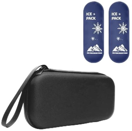 BIGFOX Frigorifero portatile per medicinali, astuccio da viaggio con sacchetti refrigeratori per insulina e forniture diabetiche, accessorio con 2 sacchetti di ghiaccio