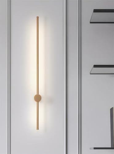 DESHOME Lineare Wandleuchte 120cm Lang Indirekte Wandbeleuchtung Innen Gold LED Modern Dimmbar Wandlampe Wohnzimmer 360° Drehbare Flurlampe für Schlafzimmer Bett Flur Treppenhaus
