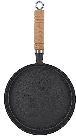 lvifloae Poêle à Frire en Fonte Diamètre 20 cm Poêle à Frire Antiadhésive Manche en Bois Amovible Poêle à Fond Plat Convient aux Cuisines des Maisons d'hôtels