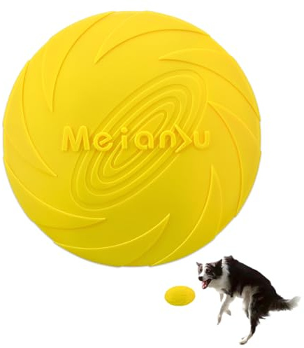 EIHI Frisbee Hund,Hundefrisbee aus Natürlichem Kautschuk für Land und Wasser 15cm Gelb