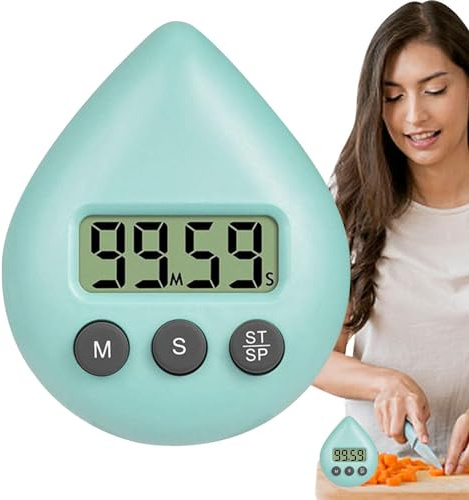 Waterproof Digital Shower Timer | Drop Shape | Energy Saver | Suction Cup Compact Timing Device with Lcd Display for Kitchen Cooking