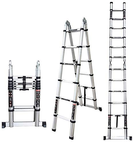 DLNTXFDG Échelles, échelle télescopique, échelle Pliante à Monter soi-même, Cadre en Aluminium, Extension télescopique, Portable, capacité maximale de 150 kg, escabeaux de loft Polyvalents,