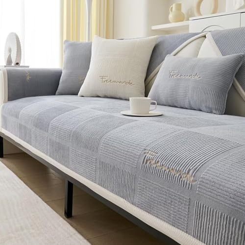 Bettschlange Couch Überzug, Sofa Überzug 1 2 3 4 Sitzer, Sofaschoner rutschfest, L Form Sofaüberwurf, Sofadecken für Sitzfläche, Universelle Sofadecke Überwurf, Sofabezug Ecksofa,Grau,70x70cm