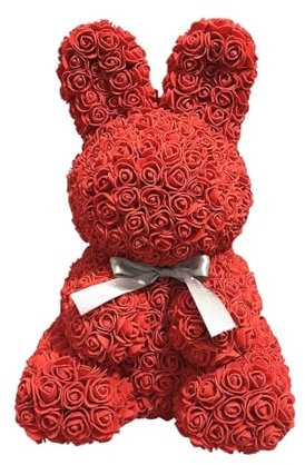 Whnbuij Bär in Rosen – Romantisches Valentinstagsgeschenk, Bär Box, künstliche Blütenblätter | Bär aus Blumen für Damen, Elegante Dekoration, ewig für Geburtstag, Hochzeit, Überraschung am