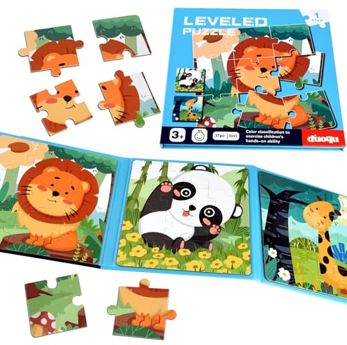 NEBURORA Magnetische Puzzles für 2–5-Jährige, Reisespiele, Reisespielzeug für Kleinkinder auf Flug- und Autofahrten, 37-teilige Puzzlespiele, Flugzeugaktivitäten für Kinder, Kindergeburtstagsgeschenke