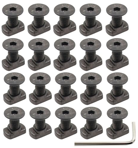 24 Sets Mlok T-Nuts & Screws Replacement Sets M5 Steel, for Mlok System Accessory Installation, with Allen Key (M5-Countersunk Head)