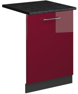 Vicco Façade de Lave-Vaisselle Fame-Line, Rouge Bordeaux Haute Brillance, 60cm, PT Anthracite, à Combiner avec d'autres modules de la série Fame-Line