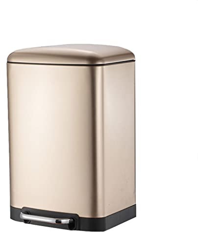 QUSYZD Poubelle d'intérieur silencieuse en Acier Inoxydable à pédale pour Salon, Chambre à Coucher, Salle de Bain, Cuisine avec Couvercle, Poubelle, Poubelle, or-12L,Gold-12L