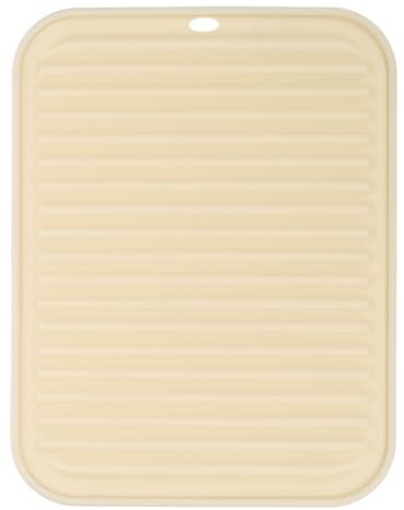 QUARKZMAN Tappetino Silicone Per Asciugare Stoviglie, 9 x 12 SottopentoSilicone Per PentoE PadelCalde Tappetino Scolastoviglie Resistente Al Calore AntiscivoPer Piani Cucina, Beige