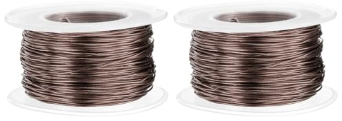 QUARKZMAN 2 Stück 20 Gauge Basteldraht Aluminiumdraht 0,8mm x 30m (D x L) Flexibler Biegsamer Aludrahter Metall Schmuckdraht Blumendraht für Schmuckherstellung Modellieren Basteln DIY, Braun