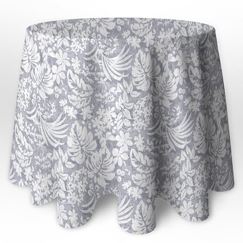 LaFábricadelasTelas - Hecho en España. Falda,faldón o Ropa de Mesa Camilla Redonda Mandala Primavera Verano Loneta Estampada algodón, Faldón Faldilla enagüilla (Gris, 50)