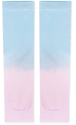 Long Keeper manchette bras femme homme Manchette Gaming Protection Anti UV manchon braspour Activité en Dehors Tatouages Couvrants (Bleu Rose)