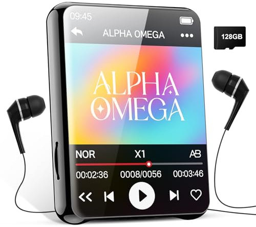 HERBYD MP3 Player Bluetooth 128GB - MP3 Dgital Audio Player mit Lautsprecher, 24 in Full Touch Screen, FM Radio, Recorder, HiFi Sound, E-Books Reader, Video Player, Kopfhörer im Lieferumfang