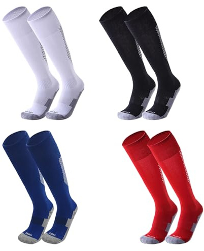 Fjquamitix 4 pares de calcetines de fútbol para niños de 9 a 12 años de edad, transpirables, antideslizantes, para rugby, para niños de 9 a 12 años