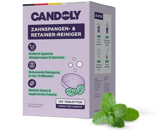 120 Tablettes de nettoyage : pour appareils dentaires, aligneurs et gouttières, sans chlore ni alcool, menthe fraîche, efficaces en 15 min – Candoly Care