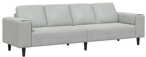 vidaXL Sofá de Sala Gris Claro 250 x 77 x 76 cm, Sofá Elegante para la Sala, Rectangular, Moderno, Resistente, con Material Transpirable y cómodo