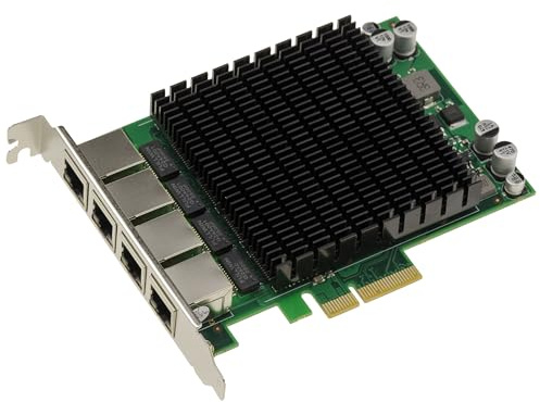 KALEA-INFORMATIQUE Tarjeta de Red PCIe x4 Industrial de 4 Puertos RJ45 LAN GIGABIT ETHERNET 10 100 1000 con chipset Quad Intel I82574 y Puente PLX PEX8608 20 Gbps