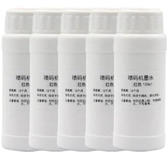 VJZYUTSW 100 ML d'encre de solvant Rechargeable Compatible avec 2588 JS10 JS12 Les imprimantes fonctionnent avec 12. 7 mm 25. Imprimantes Portables de 4 mm en Encre séchée Rapide(500ML-Red)
