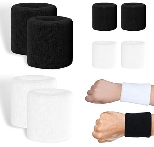 8PCS Sweat Bands Wristbands, Thicken Black Wristbands, Protective Elastic Sports Wrist Sweat Bands, Men's Women's Universal Wrist Sweatband, Gym Sweatband Bracelet Fitness for Tennis Running