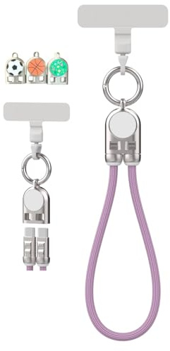 Omana 2-in-1 Mobile Phone Lanyard Multi Charger Cable 240W Type-C 5A Anti-Theft Tether Wrist Shoulder Strap USB Keychain Fast Charging PD for Most Cellphones Covers Data 2in1