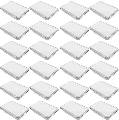 Sewroro Lot de 25 Barquettes en Aluminium Épais avec Couvercle 1000 Ml Moule Plat à Rôtir Jetables Résistantes aux Hautes Températures et Adaptées aux Repas à Emporter Cuisson et