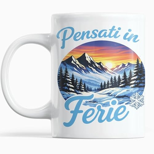 Gesar Tazza pensati in ferie - regalo lavoro - relax - idea diverntente per collega - secret santa e per natale - tazza con frase simpatica -idee regalo per professoressa e professore