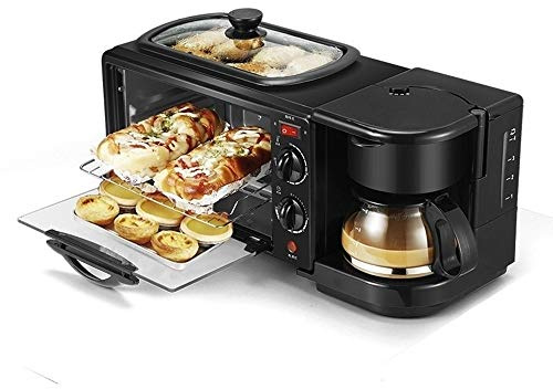 TVAFEDS Bread Maker 3 In 1 Electric Breakfast Machine,Multifunction Coffee Maker Frying Pan,mini Oven Household Bread Pizza