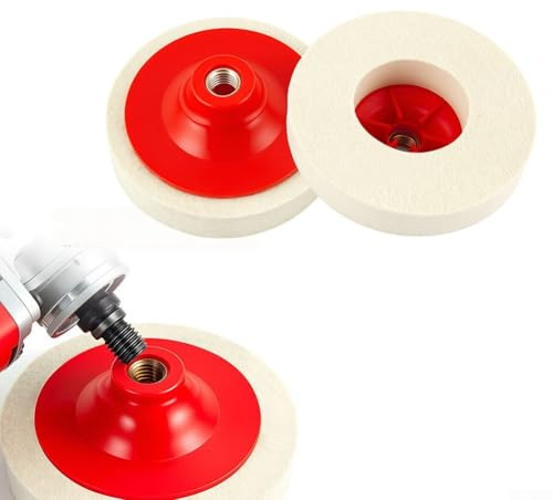 Almohadilla de pulido de lana para amoladora angular de 115 mm y 125 mm de diámetro para pulido de bordes de vidrio de mármol de acero inoxidable (115 mm)