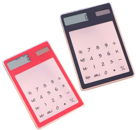 LALAFINA Mini-calculatrices à Écran Tactile Solaire, Plastique Léger, Ultra-Fines, Lot de 2, Calculatrices Portables pour L'école Bureau