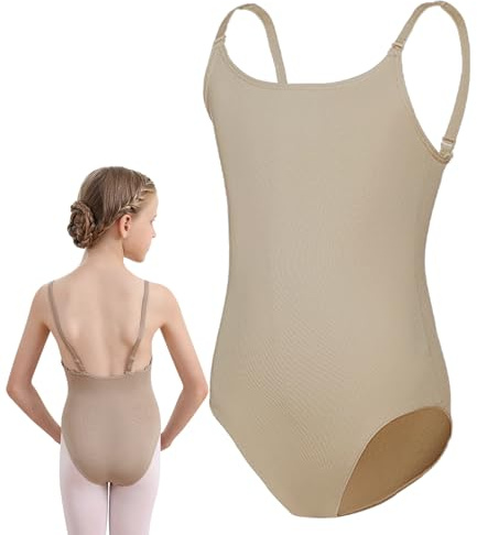 Marendyee Kids Ballet Leotard for Girls Dance Gymnastics Nude Leotards | Kids Seamless Dancewear,with Adjustable Straps,Skin Coloured Base Layer,Camisole for Ballerina,Suitable for Training Class