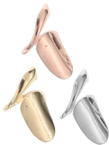 TEHAUX 3 Piezas Anillos de Uñas de Metal para Mujer, Fáciles de Usar, Estilo Moderno Cosplay y Bodas, Decoración de Uñas DIY y Joyas Punta del Dedo
