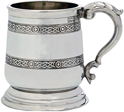 I LUV LTD Zinnkrug George 3. Form Double Celtic Band Verzierten Griff 1pt Poliert