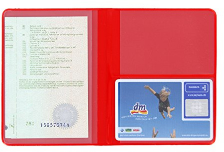 MACEMARO TRADING AUSWEISMAPPE AUSWEISHÜLLE AUSWEISETUI (rot - 4 Fächer) Schwarz Blau Weiß Transparent Etui Mappe Hülle Kartenhülle Schutzhülle KFZ Schein Fahrzeug Papiere Auto - Made in Germany