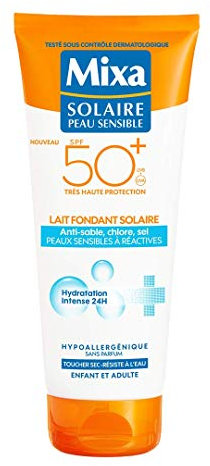Mixa Lait Solaire Protection pour Peaux Sensibles à Réactives SPF50+ 200 ml - Lot de 2