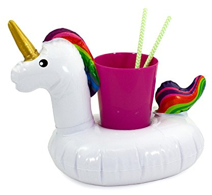 Oblique Unique® Aufblasbarer Getränkehalter Trinkhalter Flamingo Einhorn Donut Fußball Palme - wählbar - Cup Holder Mini Pool (Einhorn)