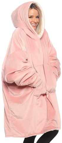 THE COMFY Original | Sherpa Lined Microfiber Fleece Wearable Blanket, Oversized Design with Hood and Pocket, From Shark Tank, for Women & Men, Warm and Cozy Gifts