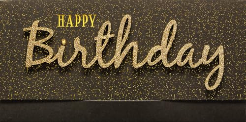 Perleberg Geburtstagskarte Lettering Surprise - Happy Birthday, schwarzgold - 11 x 22 cm