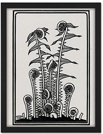 Artery8 Julie De Graag Ferns Plants Nature 1920 Artwork Framed Wall Art Print 18X24 Inch