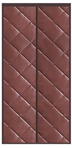 HMHD Warm Windproof Door Curtain, Noise Reduction Keep Warm Air Conditioner Partition Curtain Folding Door Without Drilling, for French Doors, Greenhouse -Brown-85x200CM