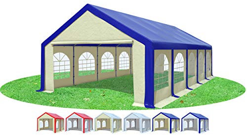 Stabilezelte Partyzelt 5x10m Modular Professional PVC 500 g/m² mit Fenster BLAU BEIGE