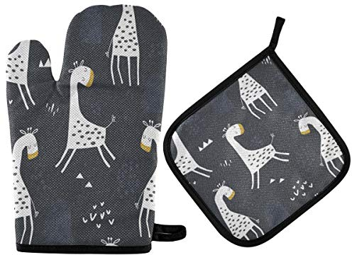 TropicalLife LUCKYEAH - Guanti da forno e presine a forma di cuore, resistenti al calore, trapuntati, per cucina, cucina, cucina, forno a microonde, 2 pezzi