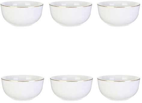 Paris Prix Lot de 6 Bols Déco Liseré Doré 14cm Blanc