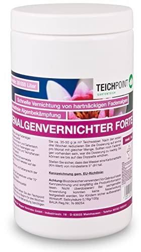 Fadenalgenvernichter Forte, gegen Algenwachstum im Teich, Algemittel Pulver für Koiteich und Gartenteich, phosphatfreier Fadenalgen-Vernichter für algenfreie Teich-Oase (1 kg)