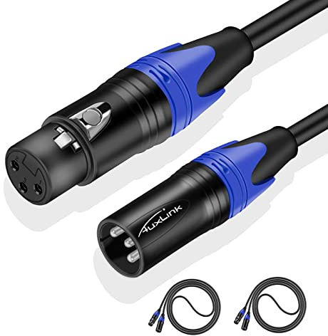 AuxLink XLR Cables, Microphone Cables 3ft 2 Pack, Heavy Duty Balanced XLR Speaker Cable Male to Female Suitable for Microphones, Speaker Systems, Radio Station, Stage Lighting and More-3 Feet