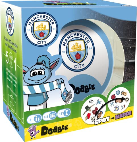 Asmodee , Dobble Manchester City, Card Game, Ages 6+, 2-8 Players, 15 Minutes Playing Time